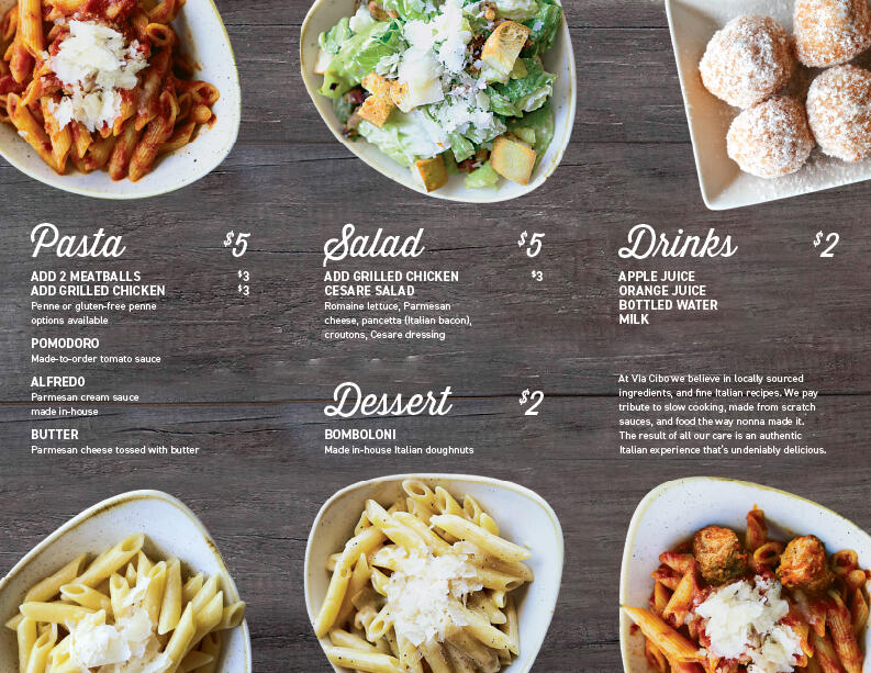 Via Cibo Tri Fold Menu